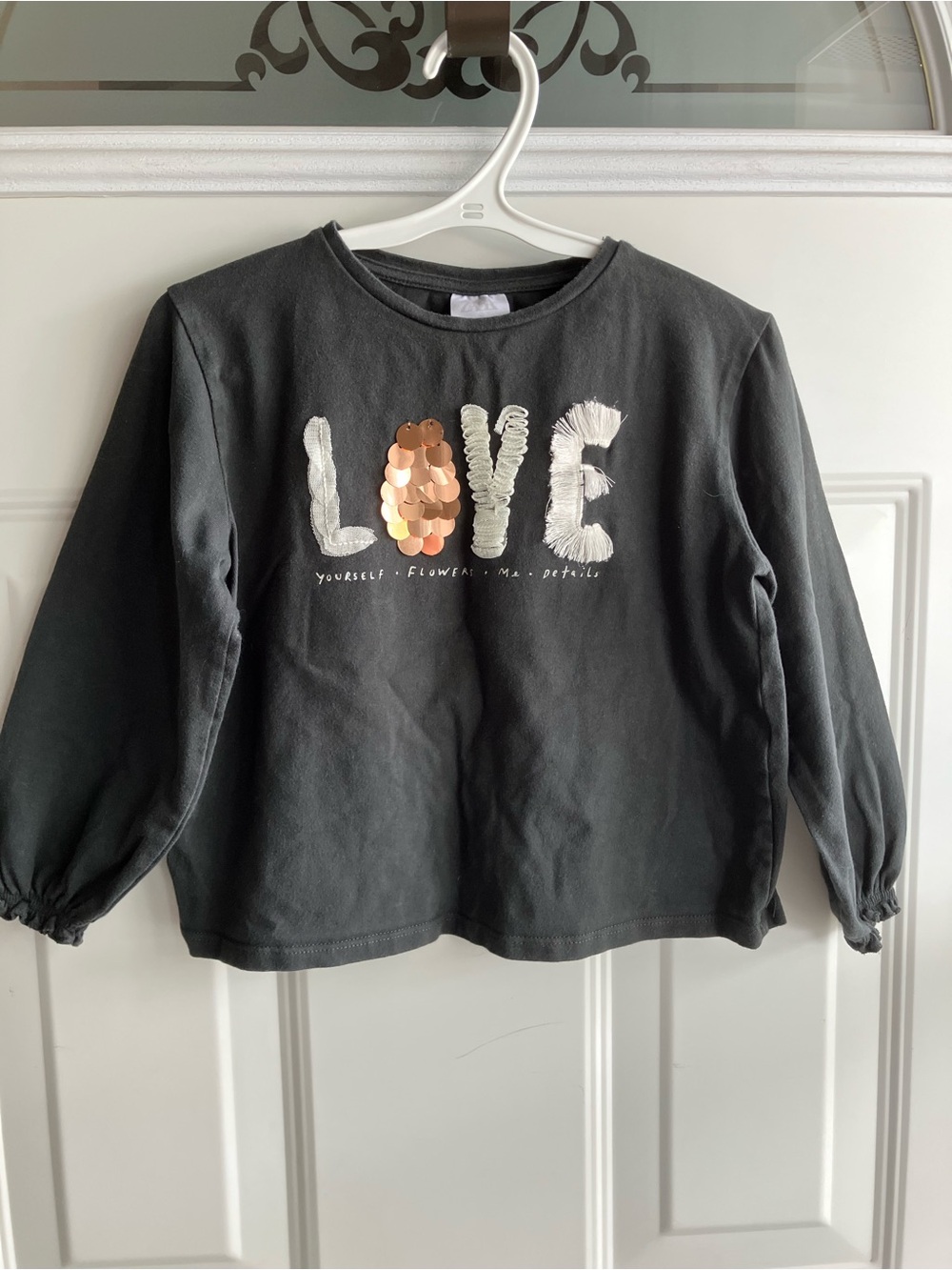 Zara long sleeve textured LOVE shirt 6T